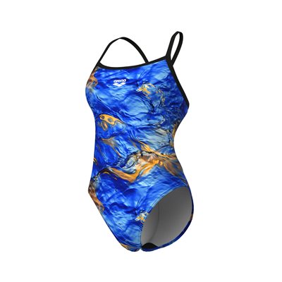 Arena - Woman\'s Swimsuit Gold Leaves Swimsuit Challenge Back (Blue River - Multi Black)  